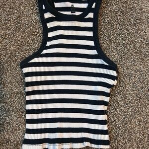 Striped Black and White Sleeveless Top